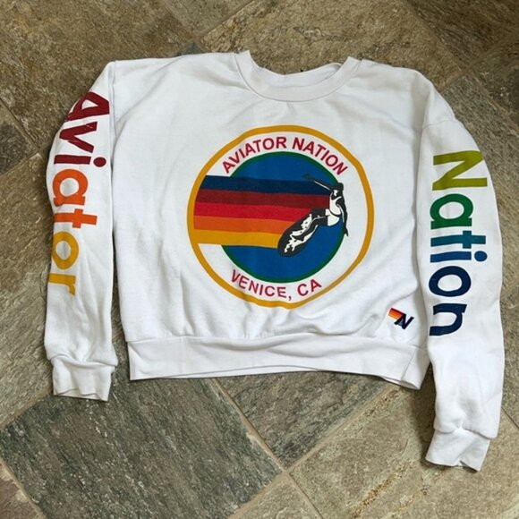Aviator Nation Tops - Aviator Nation White Cropped Crewneck in size XS